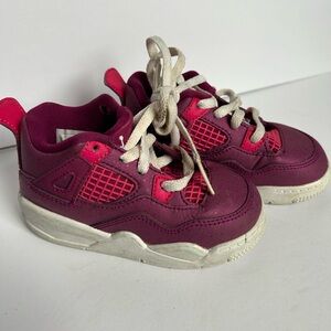 Nike Air Jordan 4 Retro Girls Size 7C True Berry Pink Athletic Shoes Sneakers